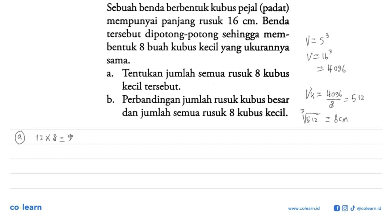 Sebuah benda berbentuk kubus pejal (padat) mempunyai