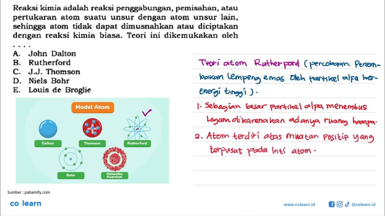 Reaksi kimia adalah reaksi penggabungan, pemisahan, atau