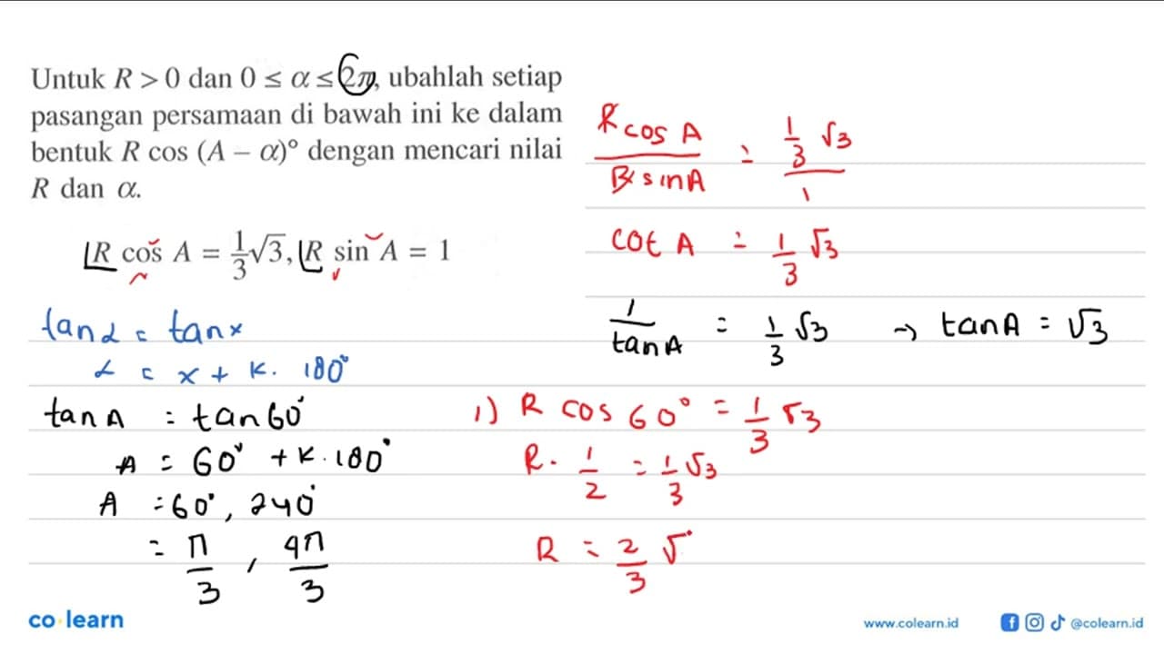 Untuk R>0 dan 0 <= a <= 2 pi , ubahlah setiap pasangan