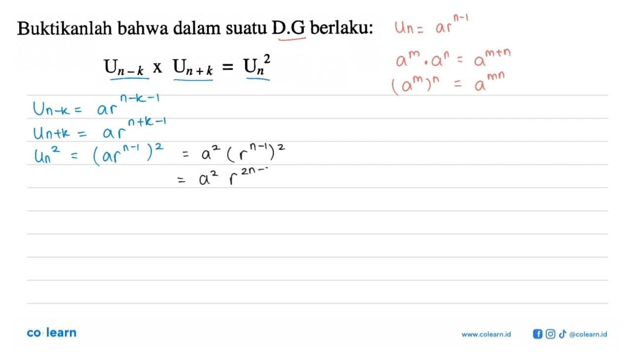 Buktikanlah bahwa dalam suatu D.G berlaku : U (n - k) x U