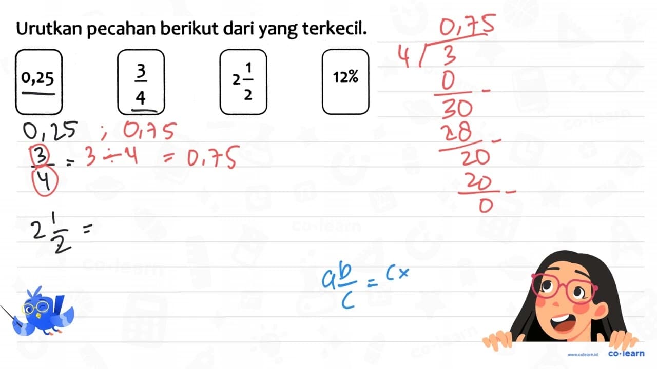 Urutkan pecahan berikut dari yang terkecil.