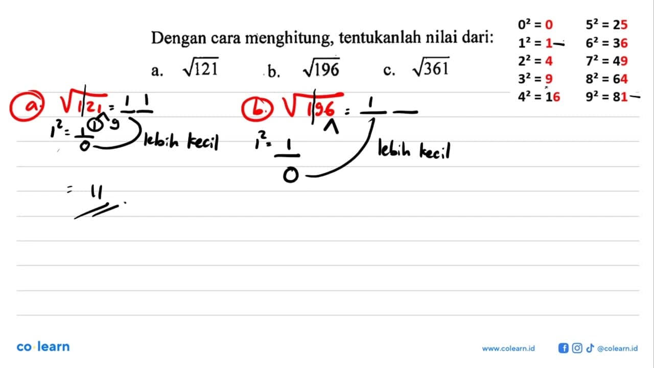 Dengan cara menghitung, tentukanlah nilai dari: a.