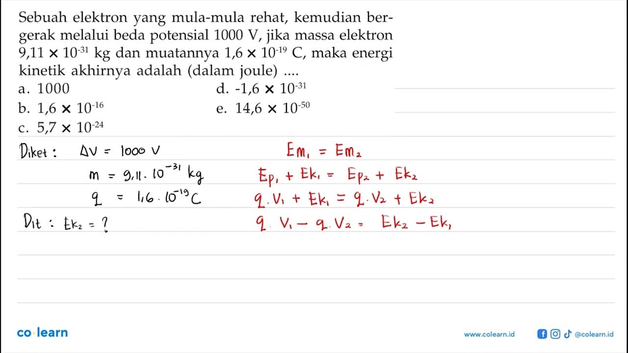 Sebuah elektron yang mula-mula rehat, kemudian bergerak