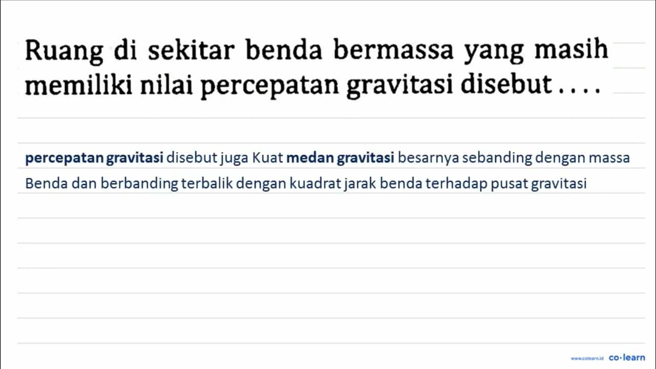 Ruang di sekitar benda bermassa yang masih memiliki nilai