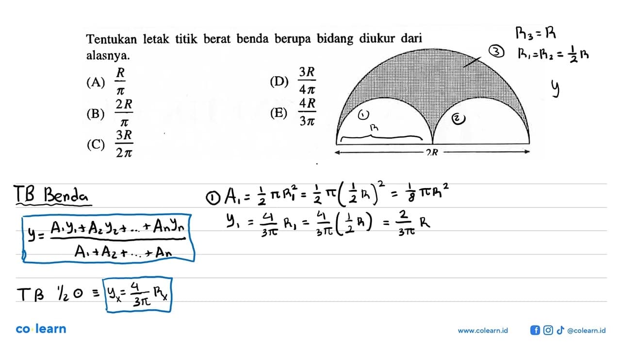 Tentukan letak titik berat benda berupa bidang diukur dari