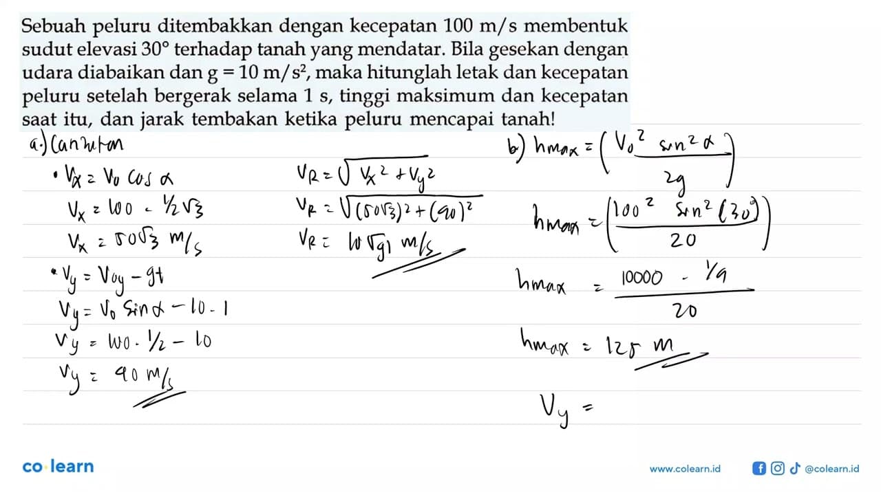 Sebuah peluru ditembakkan dengan kecepatan 100 m/s