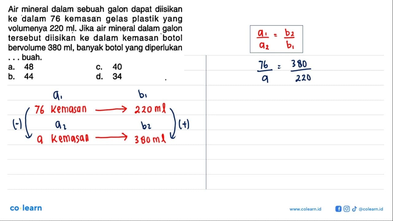 Air mineral dalam sebuah galon dapat diisikan ke dalam 76