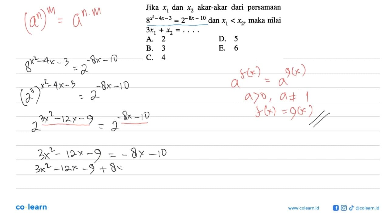 Jika x1 dan x2 akar-akar dari persamaan