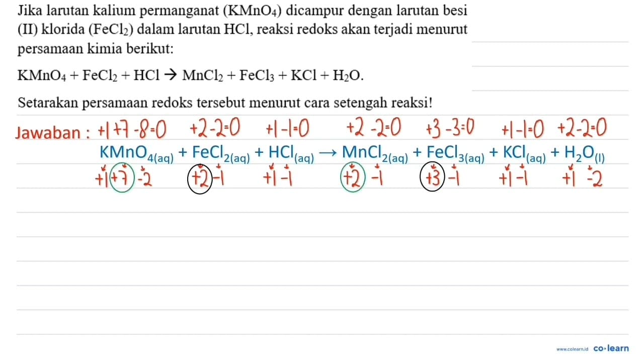 Jika larutan kalium permanganat (KMnO4) dicampur dengan