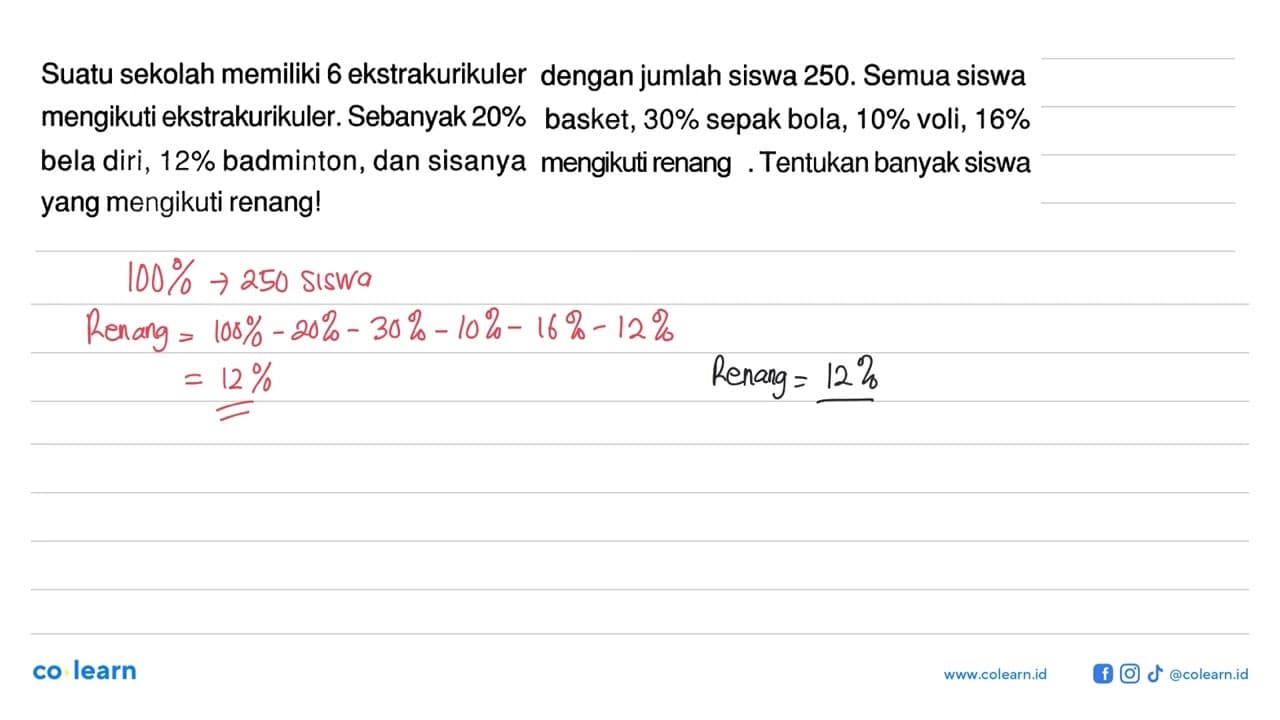 Suatu sekolah memiliki 6 ekstrakurikuler dengan jumlah