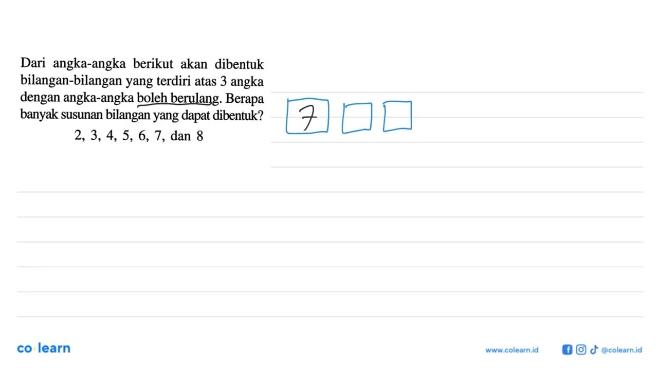 Dari angka-angka berikut akan dibentuk bilangan-bilangan