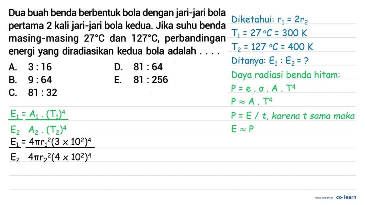 Dua buah benda berbentuk bola dengan jari-jari bola pertama