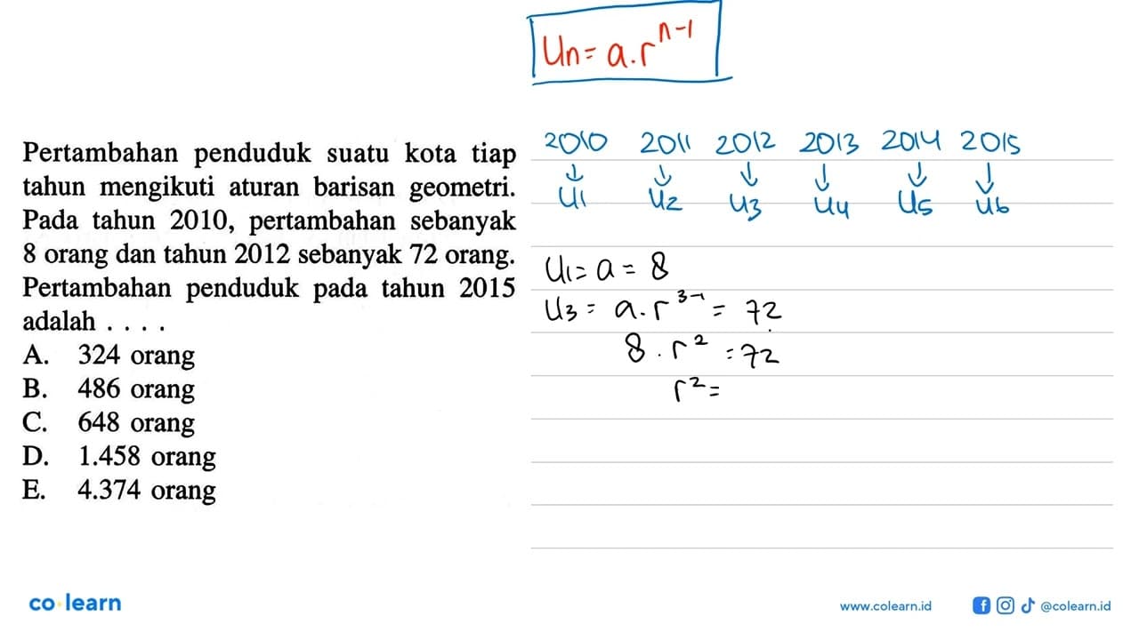 Pertambahan penduduk suatu kota tiap tahun mengikuti aturan