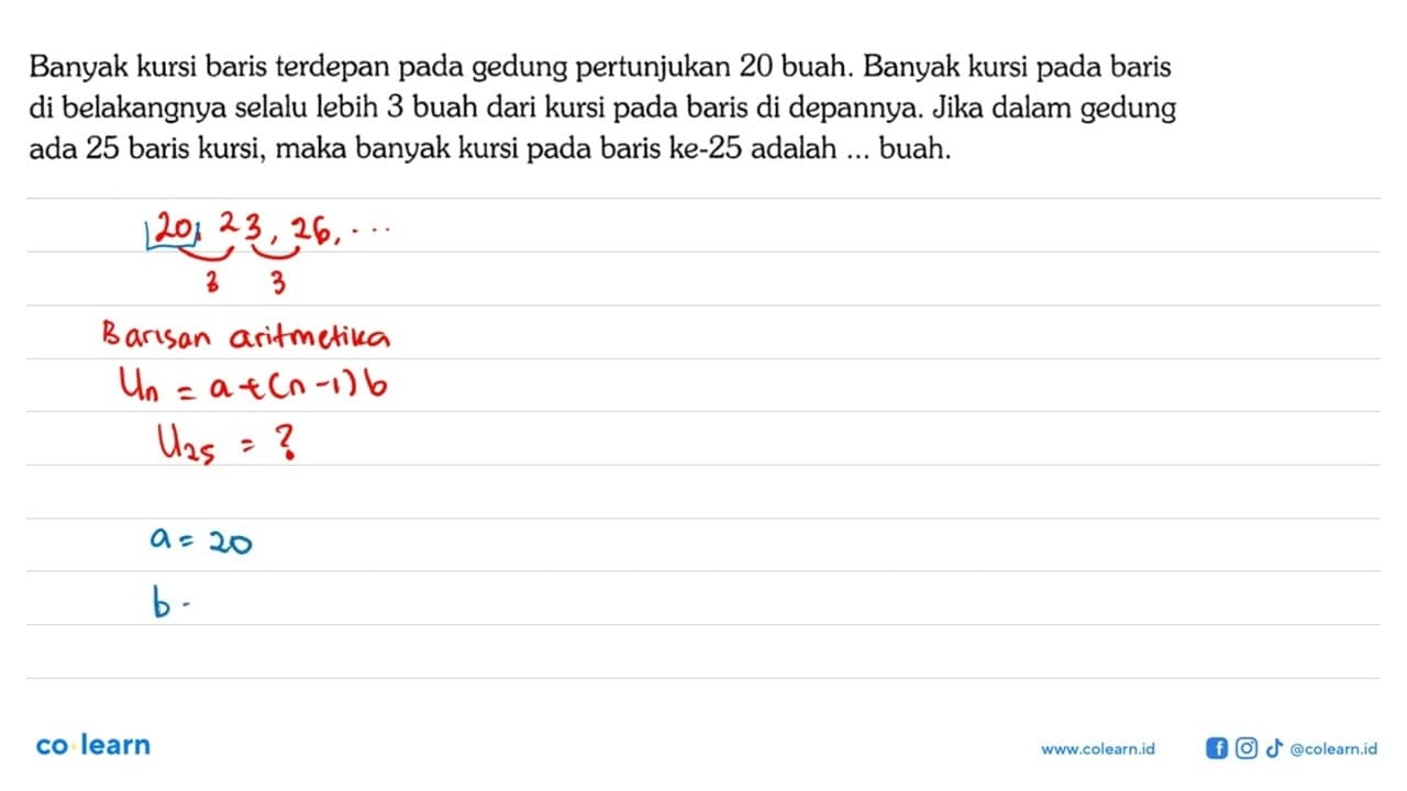 Banyak kursi baris terdepan pada gedung pertunjukan 20