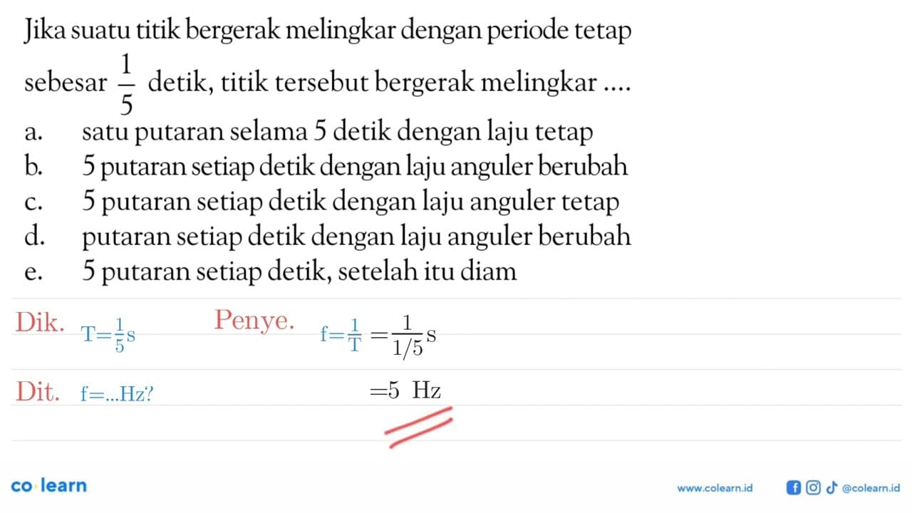 Jika suatu titik bergerak melingkar dengan periode tetap