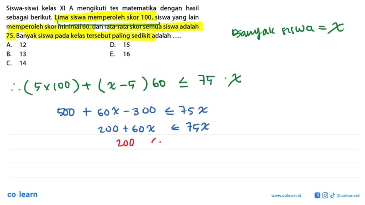 Siswa-siswi kelas Xl A mengikuti tes matematika dengan