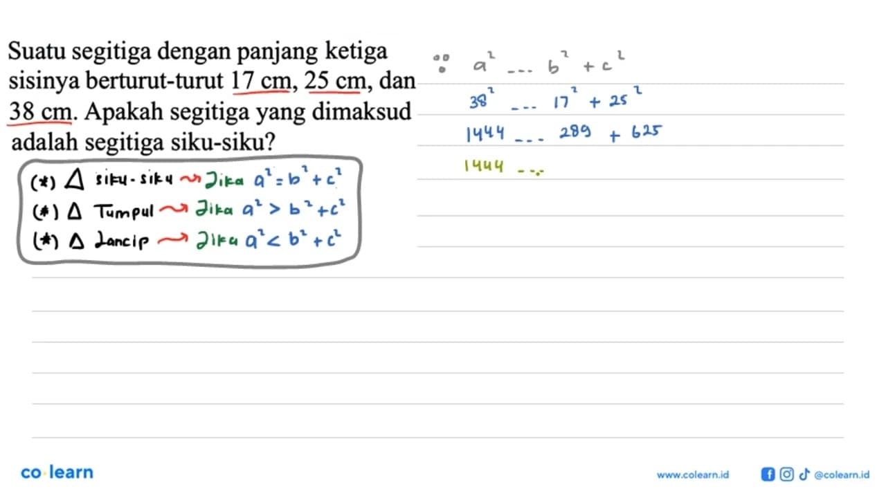 Suatu segitiga dengan panjang ketiga sisinya berturut-turut