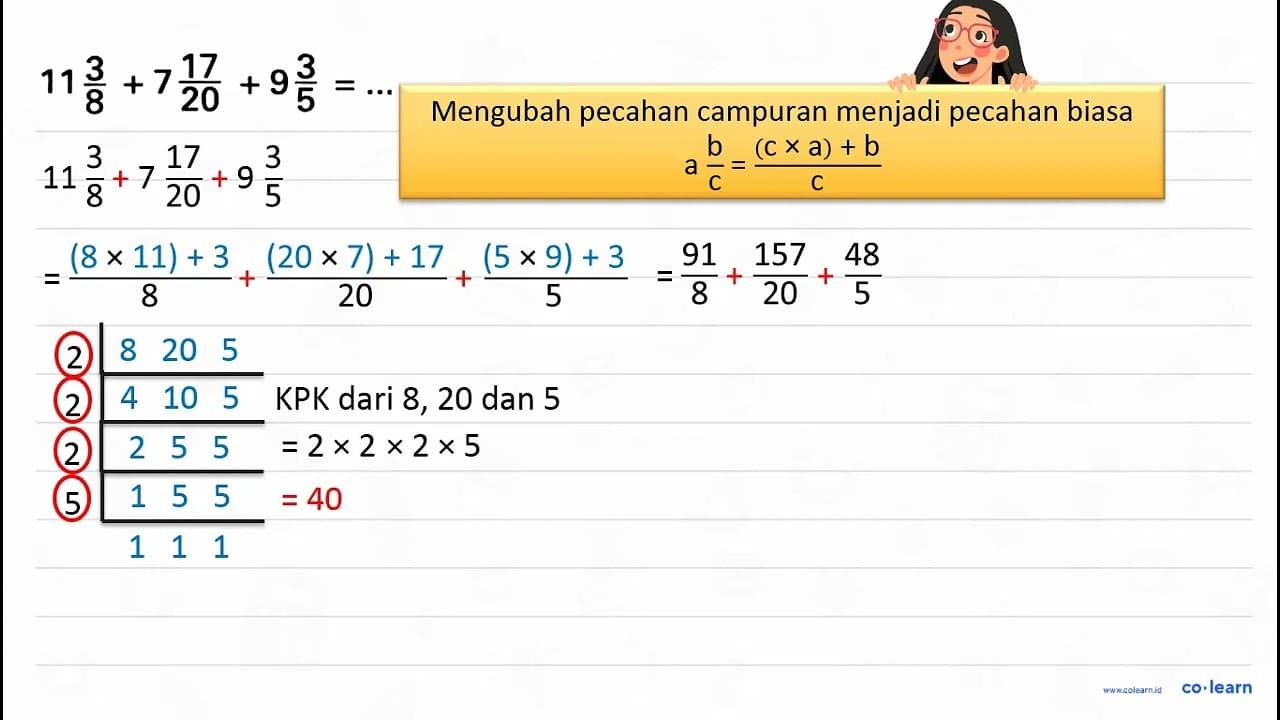 11 3/8 + 7 17/20 + 9 3/5=...