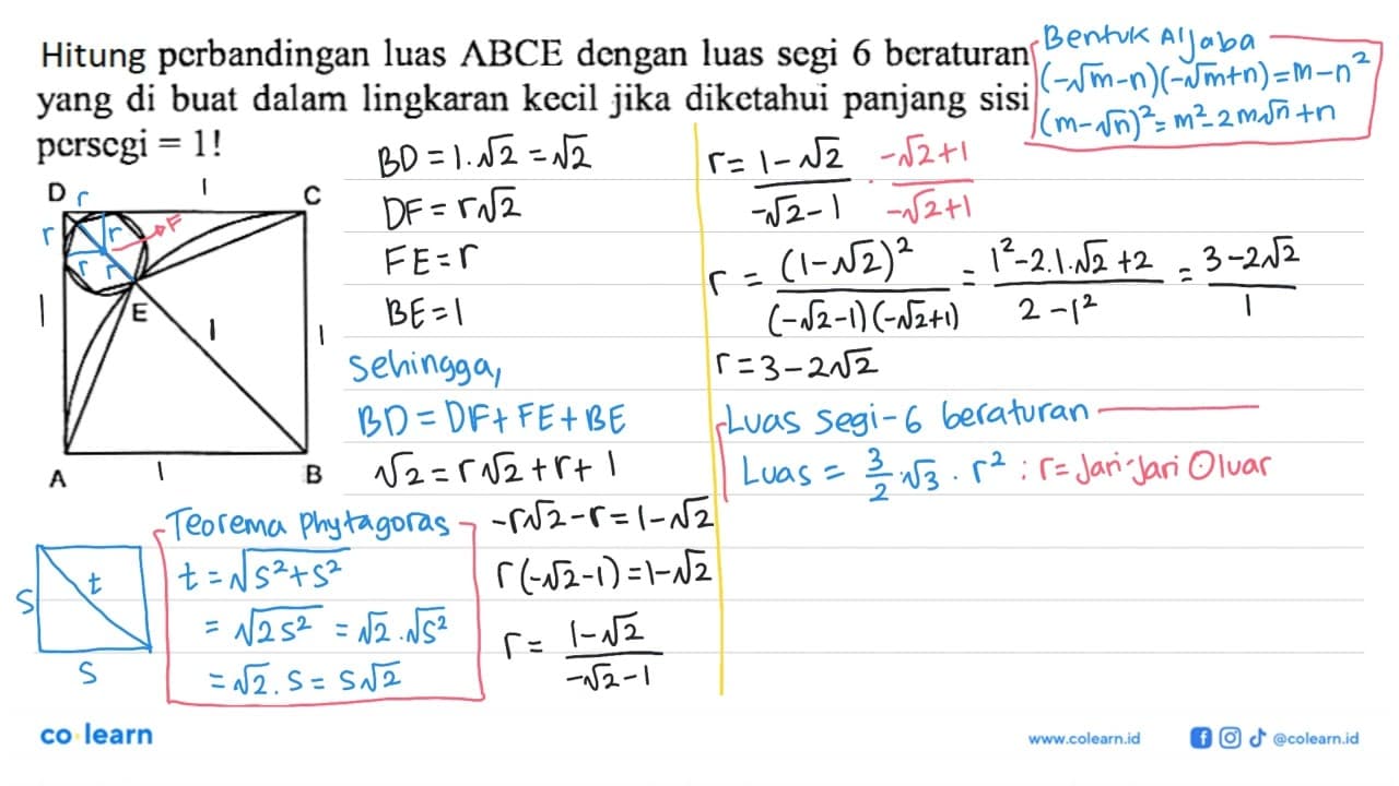 Hitung perbandingan luas ABCE dengan luas segi 6 beraturan