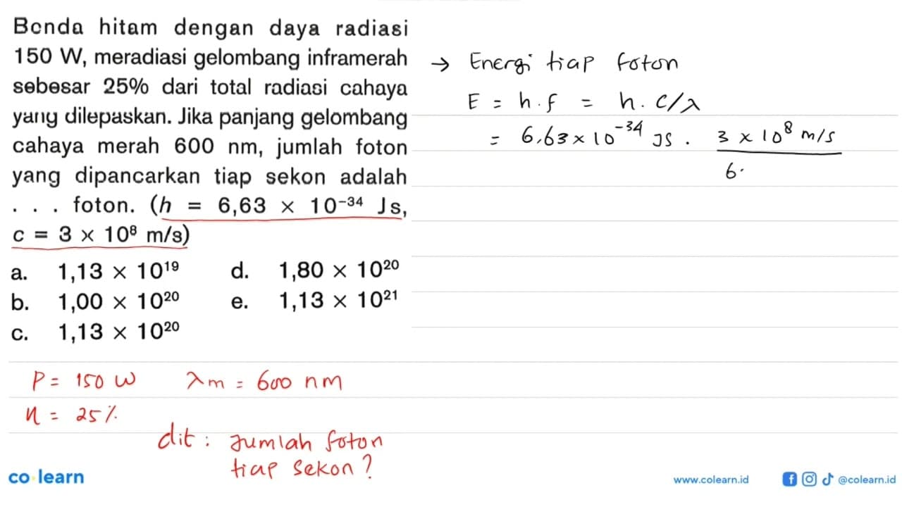 Bonda hitam dengan daya radiasi 150 W, meradiasi gelombang