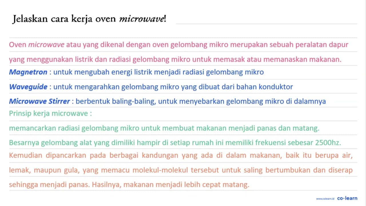 Jelaskan cara kerja oven microwave!