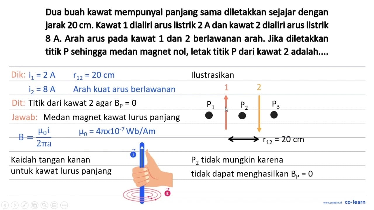 Dua buah kawat mempunyai panjang sama diletakkan sejajar