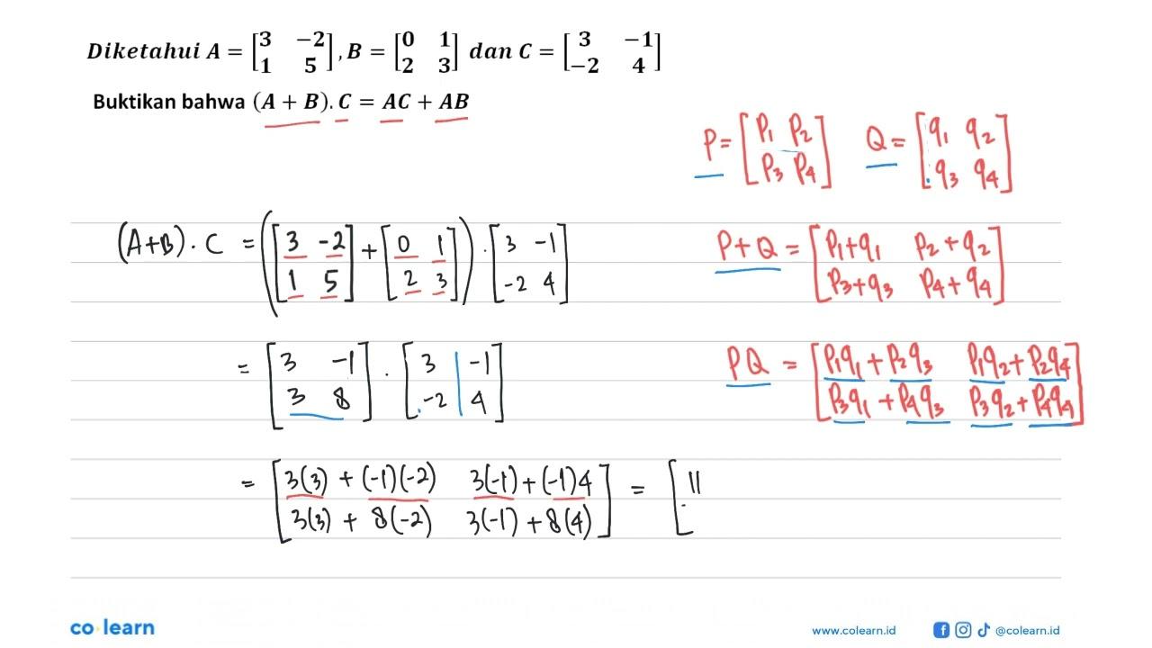 Diketahui A=[3 -2 1 5],B=[0 1 2 3] dan C=[3 -1 -2 4]