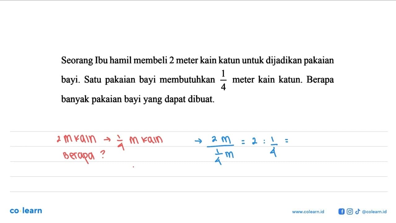 Seorang Ibu hamil membeli 2 meter kain katun untuk