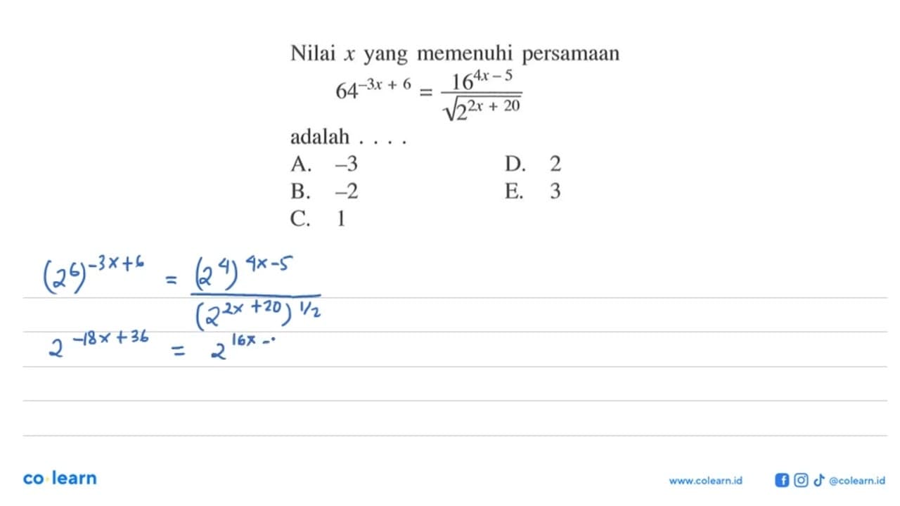 Nilai yang memenuhi persamaan