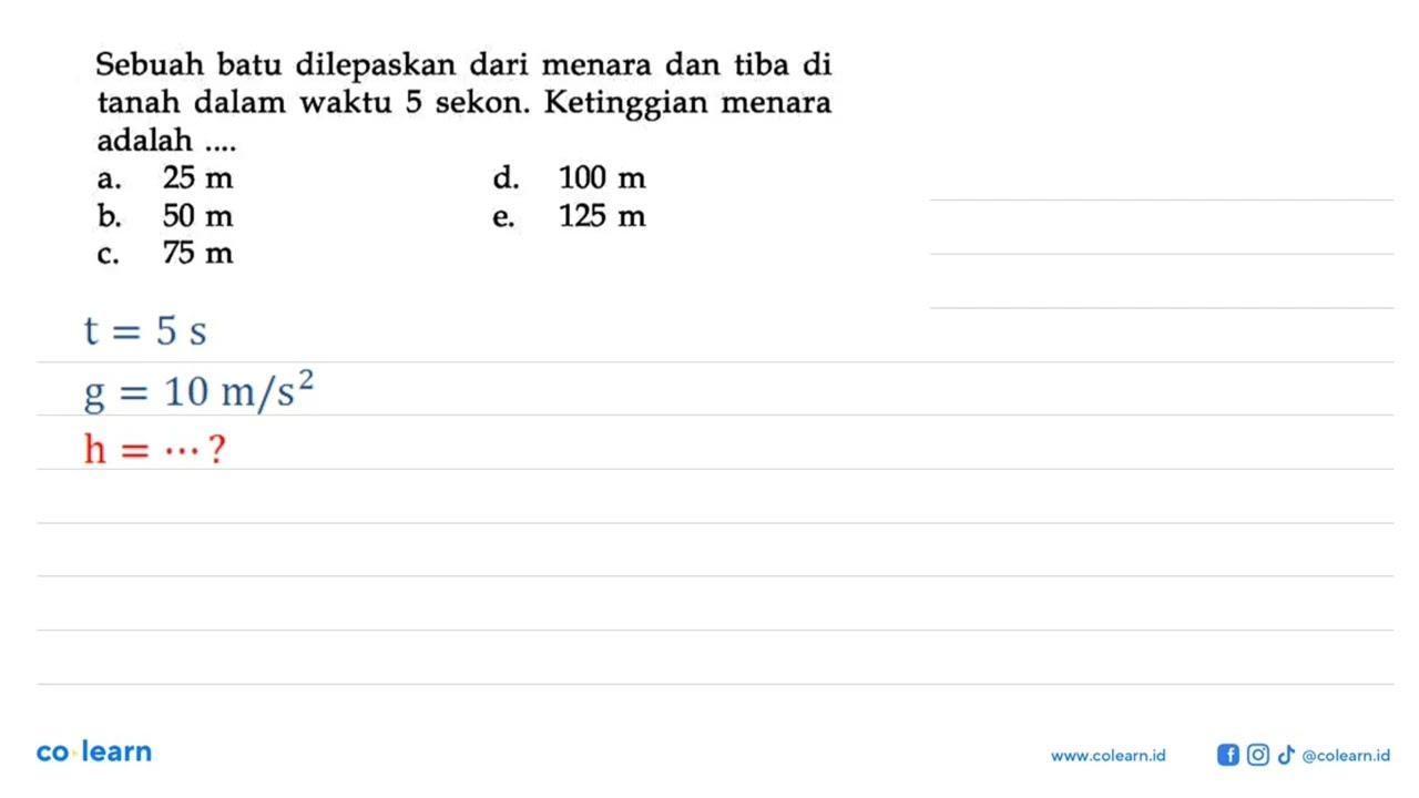 Sebuah batu dilepaskan dari menara dan tiba di tanah dalam