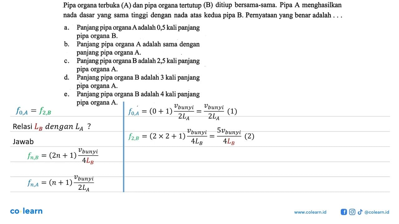 Pipa organaterbuka (A) dan pipa organatertutup (B) ditiup