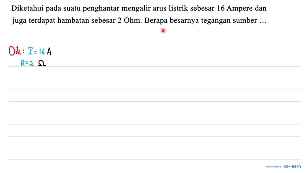 Diketahui pada suatu penghantar mengalir arus listrik