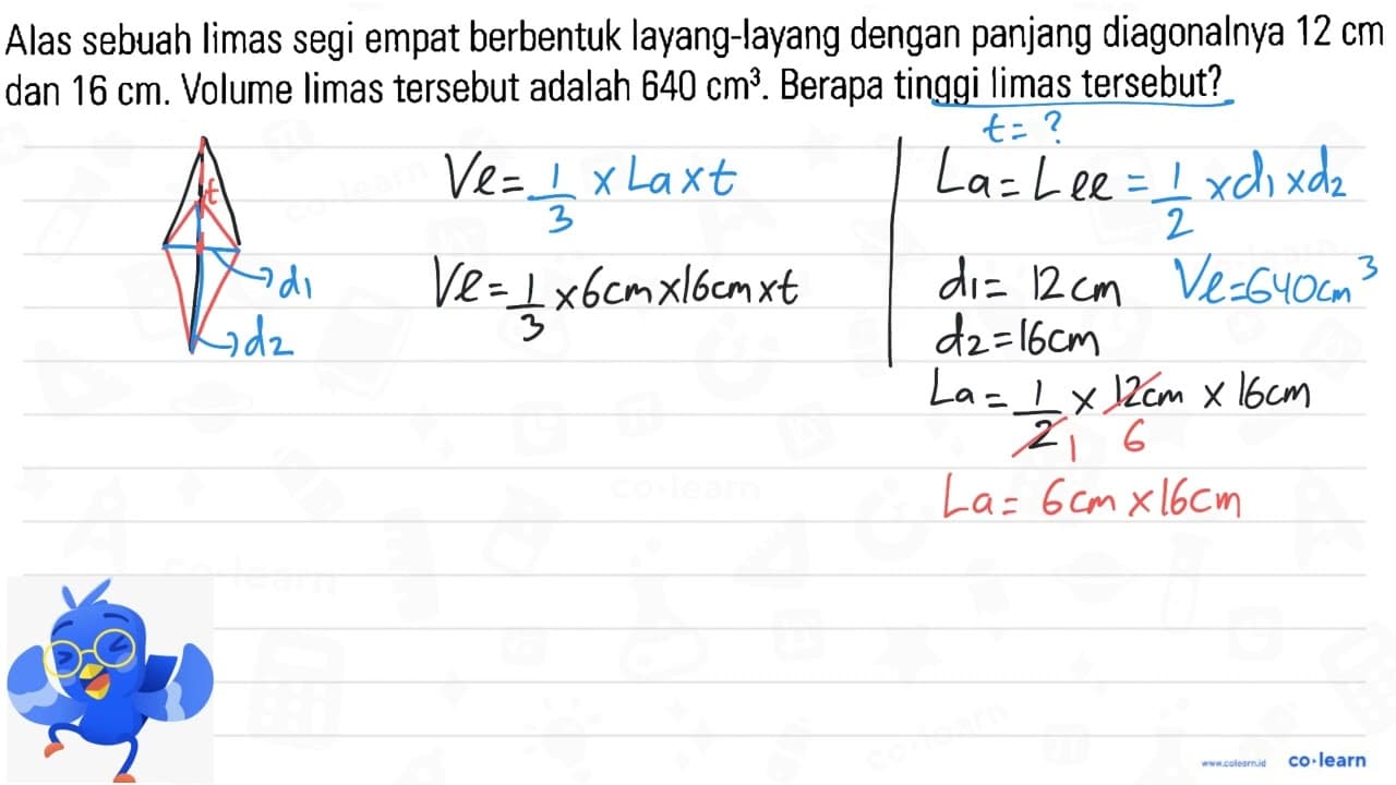 Alas sebuah limas segi empat berbentuk layang-layang dengan