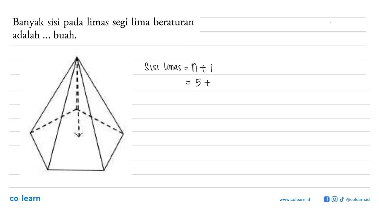 Banyak sisi pada limas segi lima beraturan adalah ... buah.