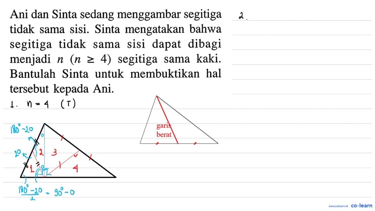 Ani dan Sinta sedang menggambar segitiga tidak sama sisi.