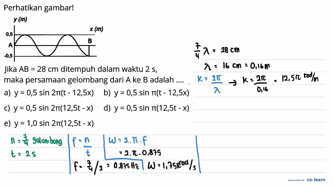 Perhatikan gambar!jika AB=28 cm ditempuh dalam waktu 2 s,