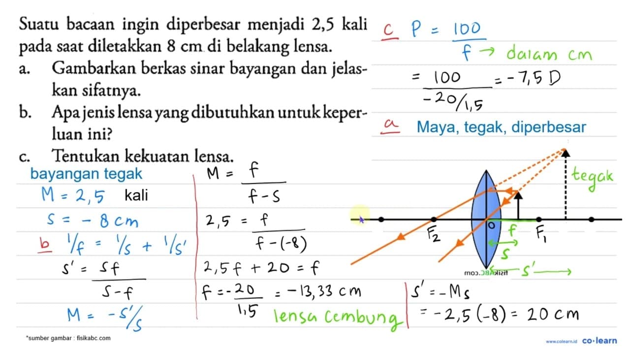 Suatu bacaan ingin diperbesar menjadi 2,5 kali pada saat