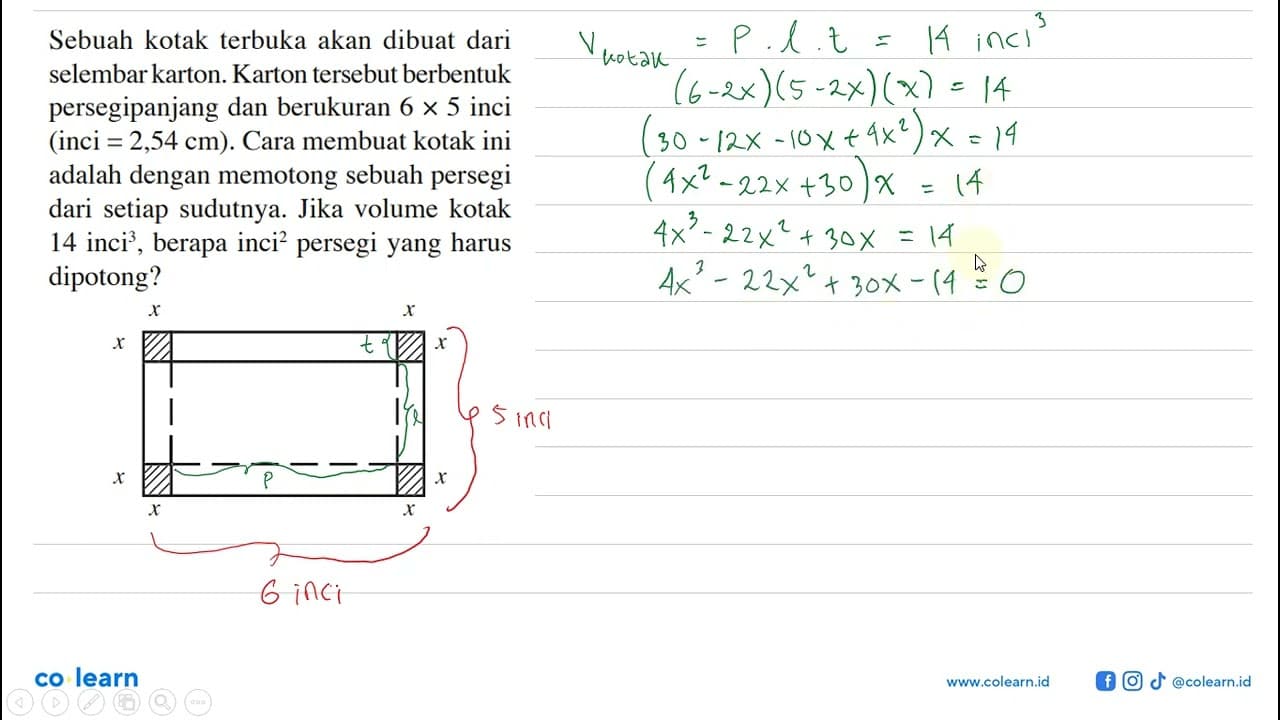 Sebuah kotak terbuka akan dibuat dari selembar karton.