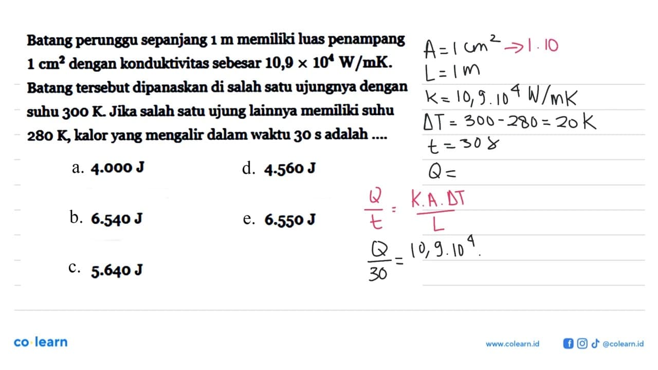 Batang perunggu sepanjang 1 m memiliki luas penampang 1