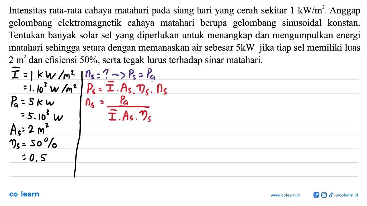 Intensitas rata-rata cahaya matahari pada siang hari yang