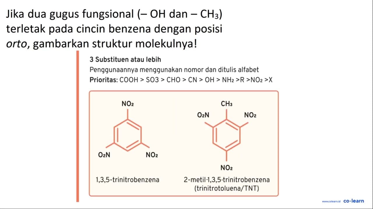 Jika dua gugus fungsional (-OH dan -CH3) terletak pada