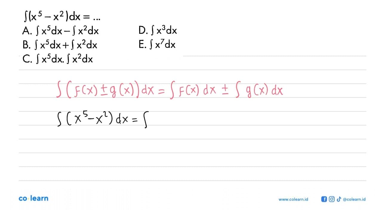 integral (x^5-x^2) dx=...