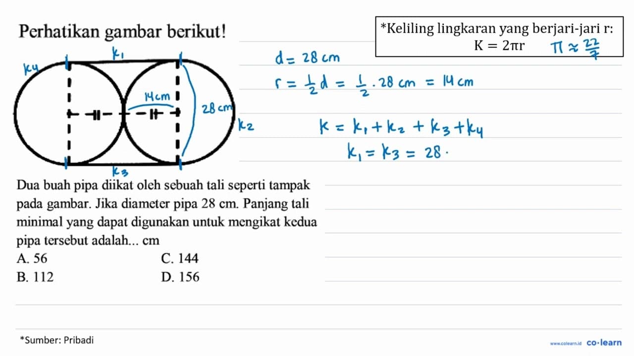 Perhatikan gambar berikut! Dua buah pipa diikat oleh sebuah