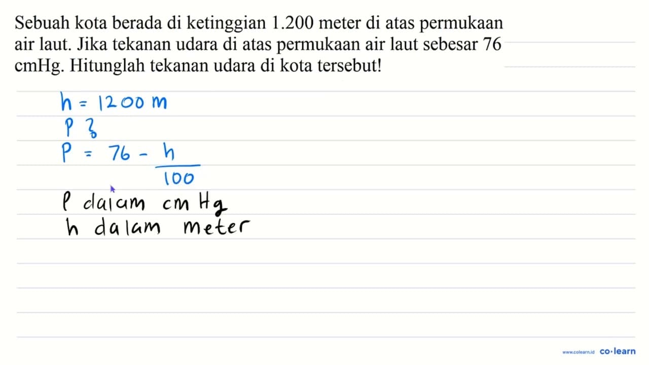 Sebuah kota berada di ketinggian 1.200 meter di atas