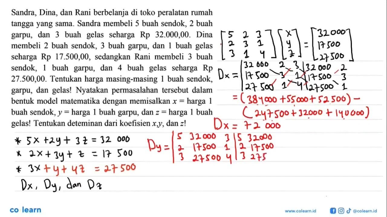 Sandra, Dina, dan Rani berbelanja di toko peralatan rumah