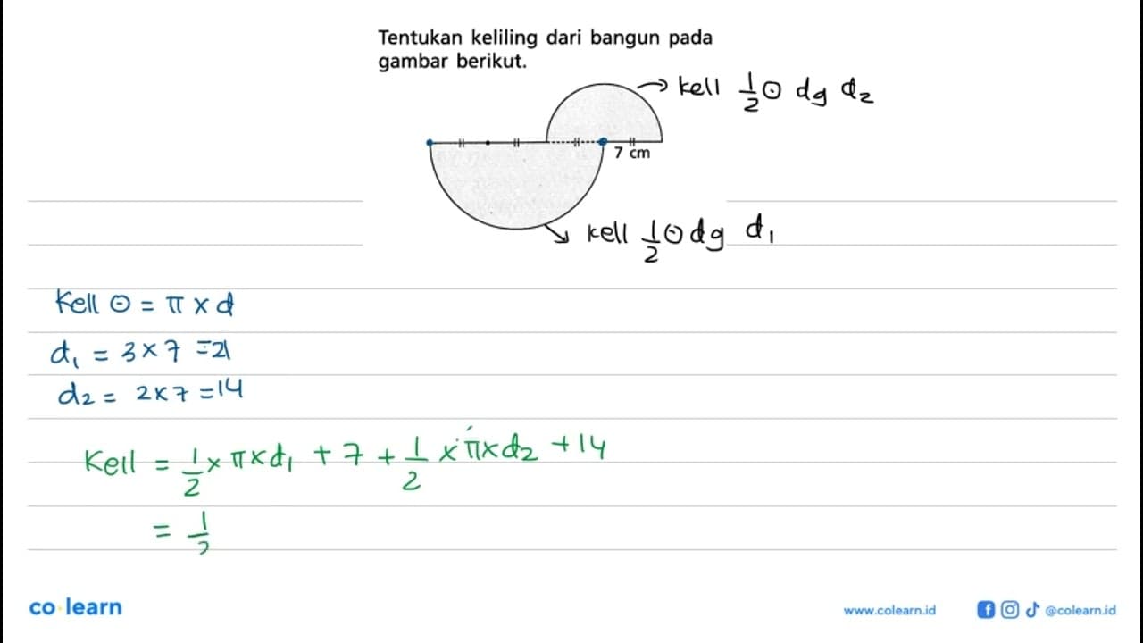 Tentukan keliling dari bangun pada gambar berikut.