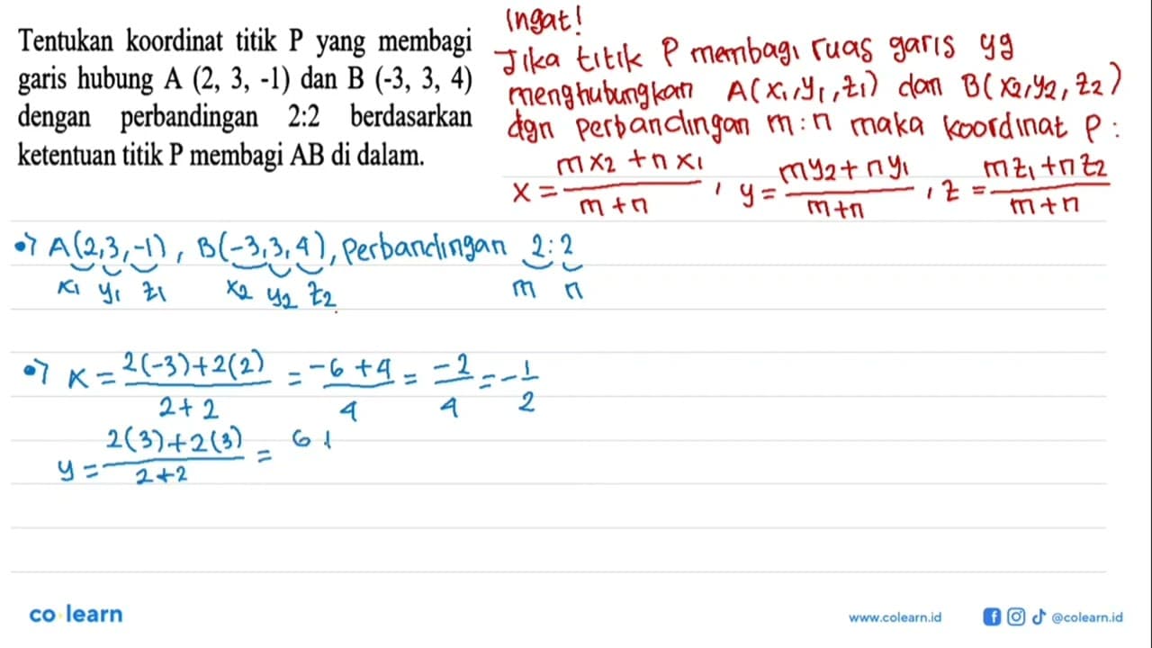 Tentukan koordinat titik P yang membagi garis hubung