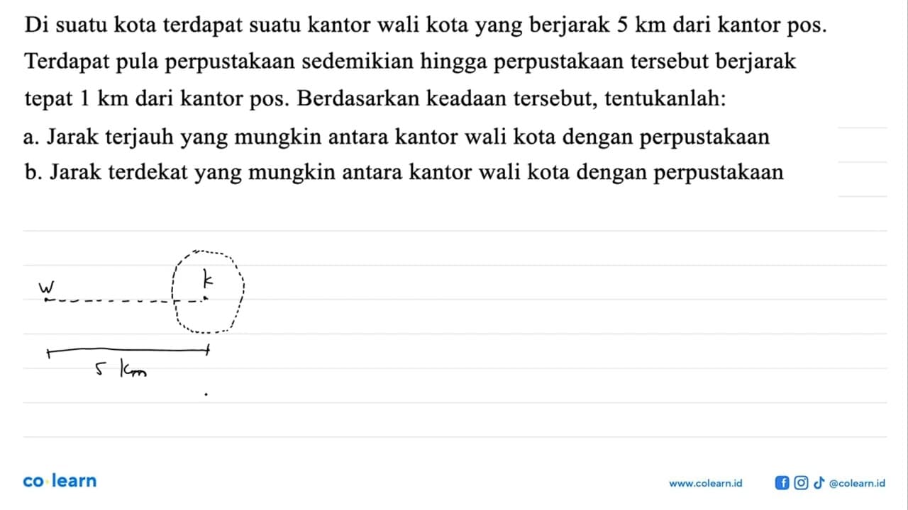 Di suatu kota terdapat suatu kantor wali kota yang berjarak