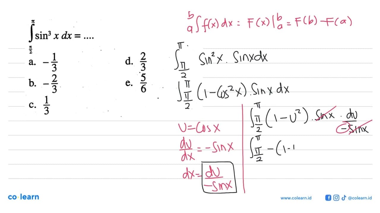 integral pi/2 pi sin^3 x dx=...