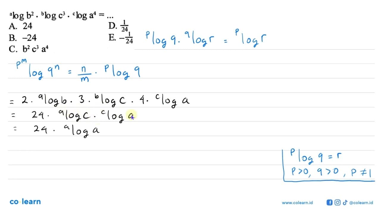 a log b^2.b log c^3.c log a^4=...